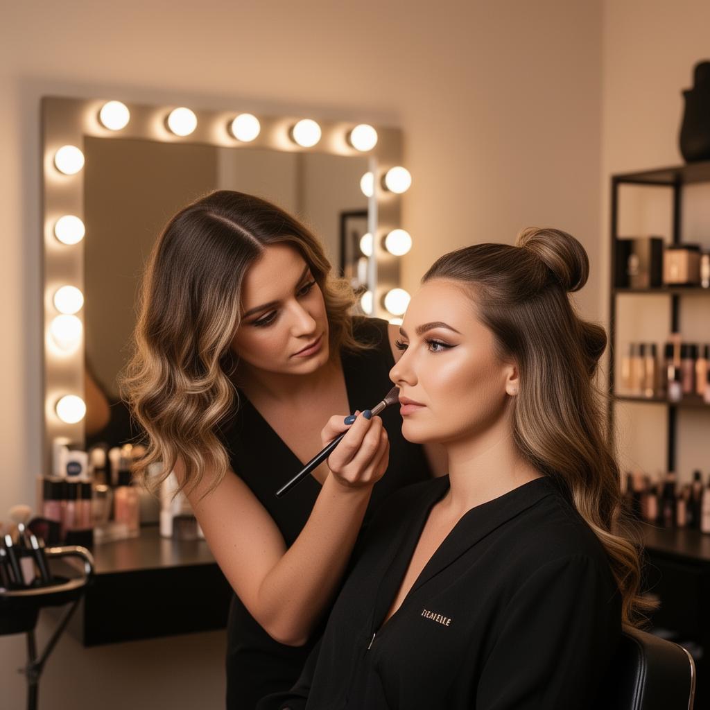 Renish applying professional makeup to a client